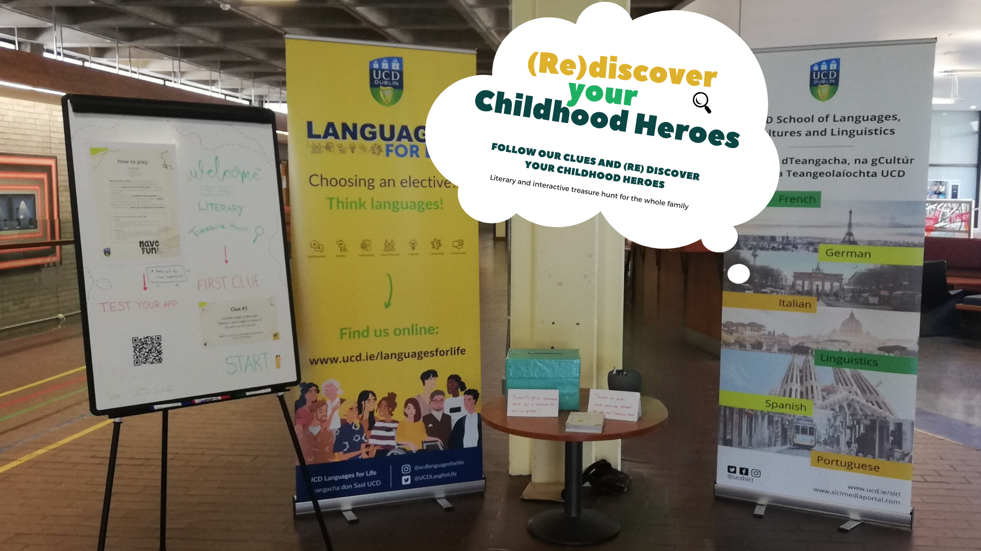 Image of Festival set up with table and two banners